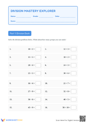 Basic Division Worksheet | Grade 3 Math Printable