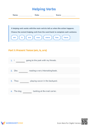 Helping Verbs Worksheet | Grade 3 Essential Practice