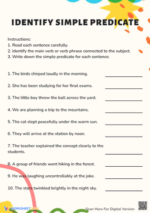 Simple Predicate Practice Worksheet