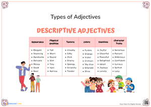Descriptive Adjectives Worksheet