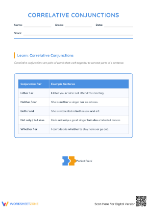 Correlative Conjunctions Worksheet | Grade 4 Ready