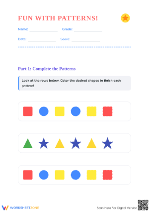 Shape Patterns Worksheet | Preschool Math Printable