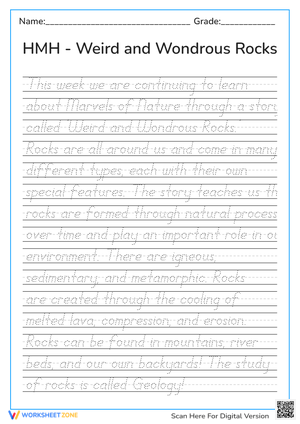 HMH - Weird and Wondrous Rocks Summary