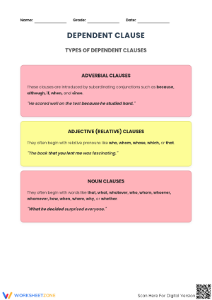 Types of Dependent Clauses 