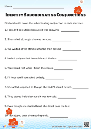 Identify Subordinating Conjunctions