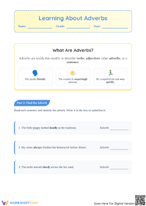 Printable Adverbs Worksheet | Grade 4 ELA