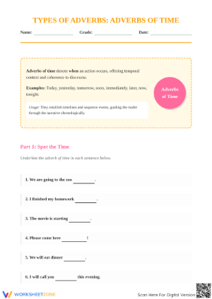 Adverbs of Time Worksheet | Grade 4 Essential Practice