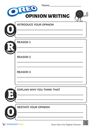 Oreo Opinion Writing Worksheet