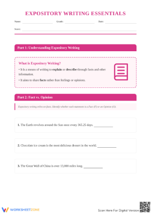 Printable Expository Writing Worksheet | Grade 6 ELA