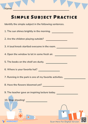 Simple Subject Practice Worksheet