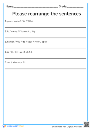 Rearrange the sentences blockA 