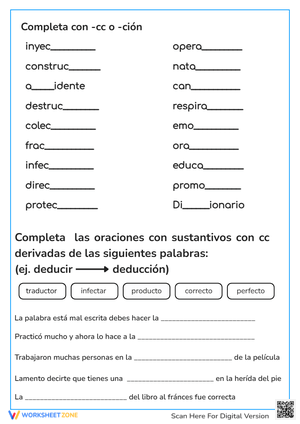 palabras -cc -ción