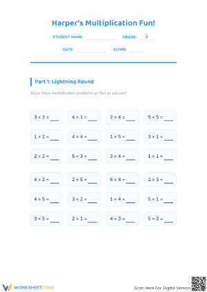 Grade 3 Multiplication Practice — Essential Worksheet