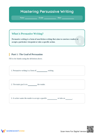 Printable Persuasive Writing Worksheet | Grade 5 ELA