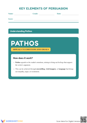 Pathos Writing Worksheet | Essential Grade 5 Persuasion