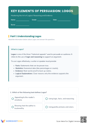 Grade 5 Logos Writing Worksheet | Essential Persuasion
