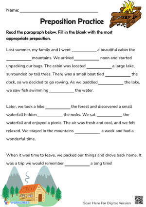 Preposition Practice Worksheet