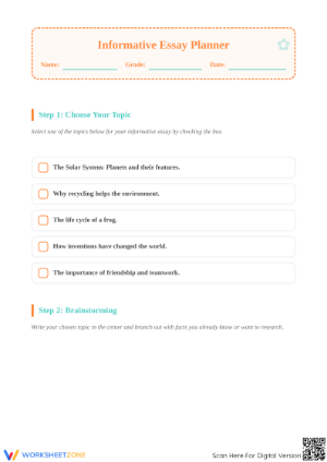 Grade 5 Informative Essay — Printable No-Prep Worksheet