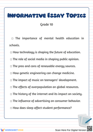 Informative Essay Topics for Grade 10