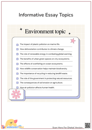 Environmental Topics Worksheets for Students