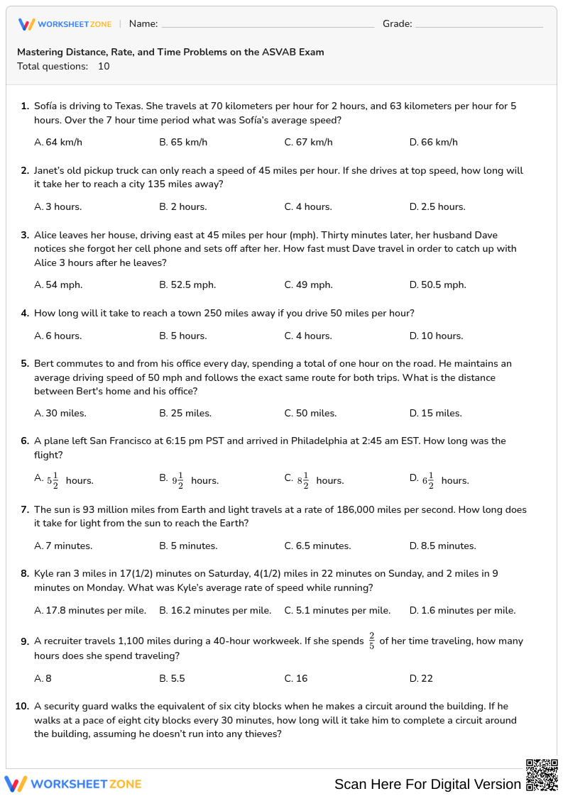 Mastering Distance, Rate, and Time Problems on the ASVAB Exam