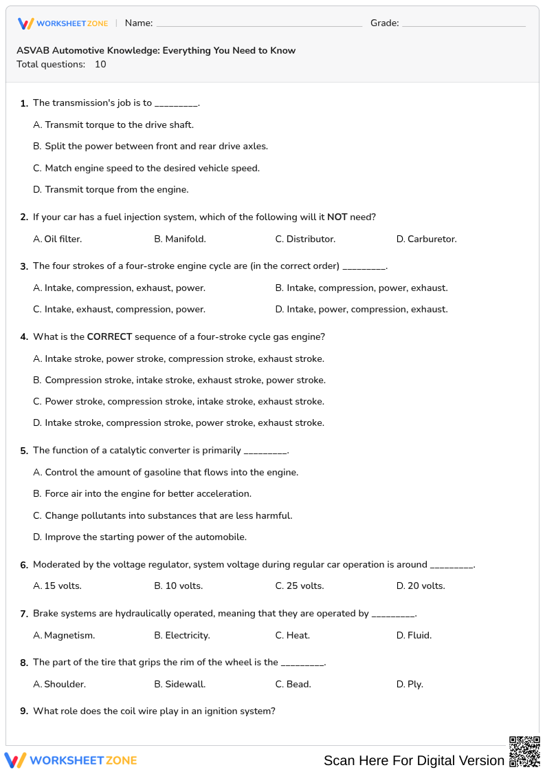 ASVAB Automotive Knowledge: Everything You Need to Know