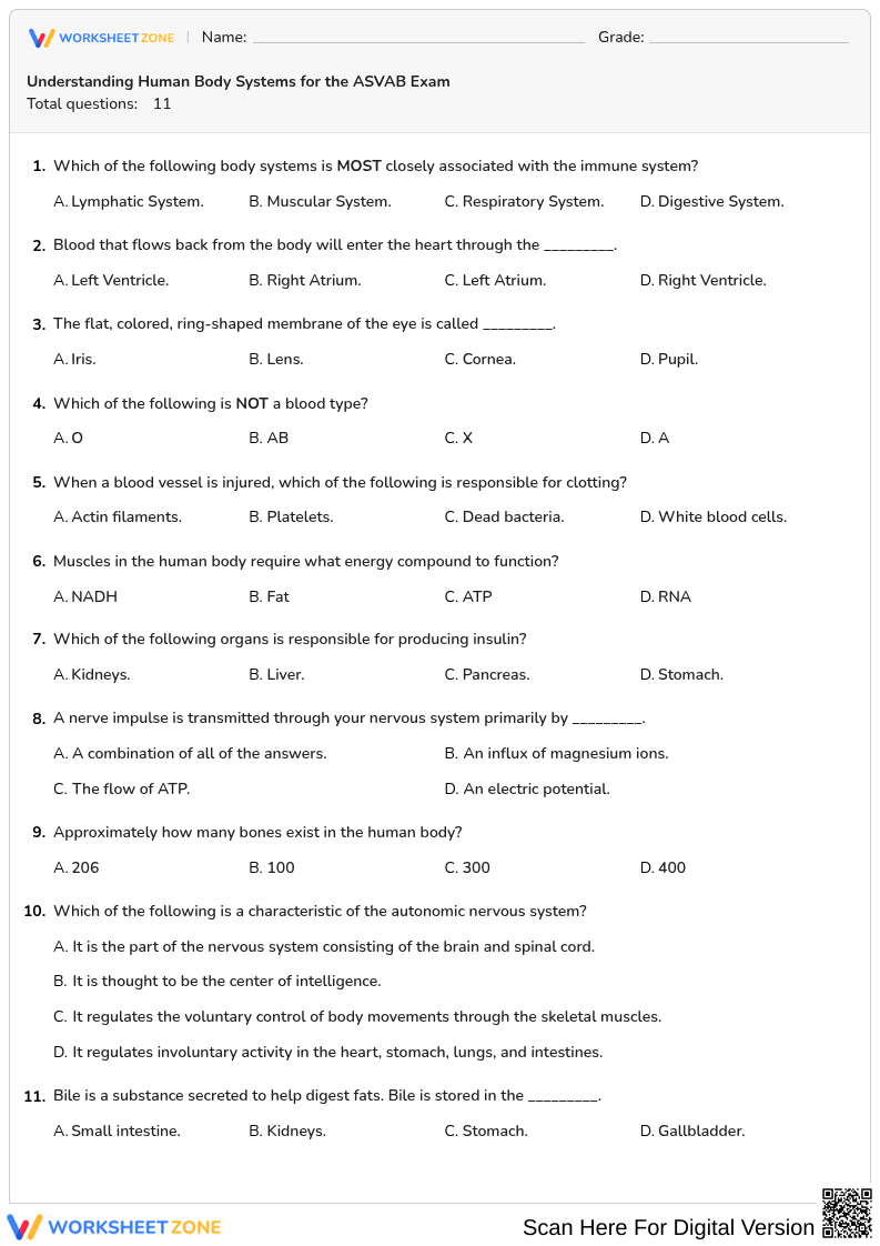 Understanding Human Body Systems for the ASVAB Exam