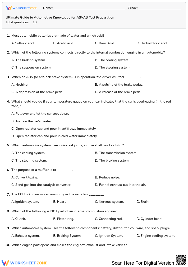 Ultimate Guide to Automotive Knowledge for ASVAB Test Preparation