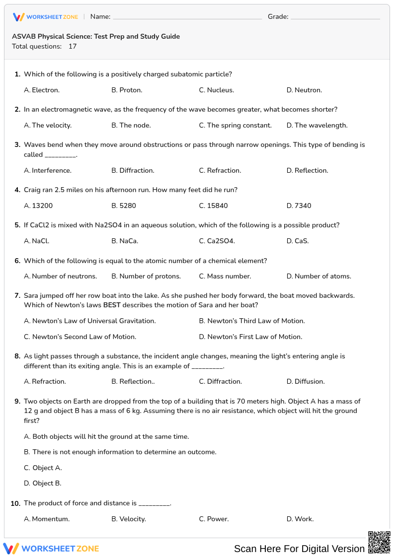 ASVAB Physical Science: Test Prep and Study Guide