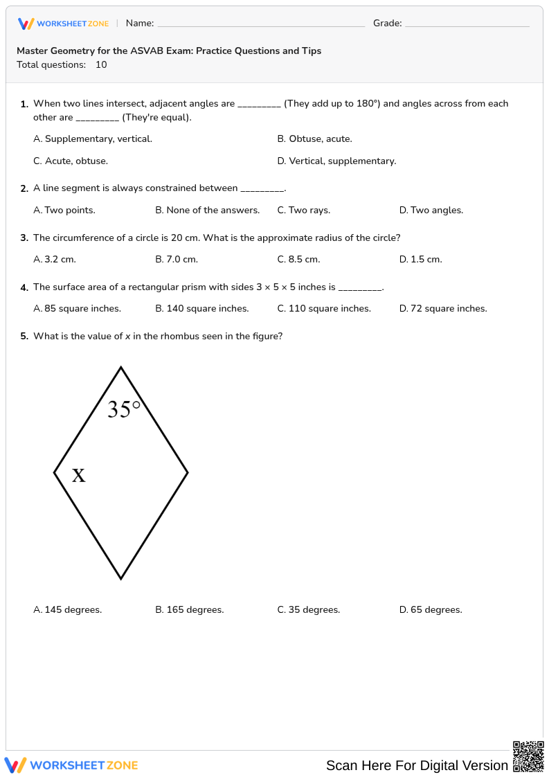 Master Geometry for the ASVAB Exam: Practice Questions and Tips