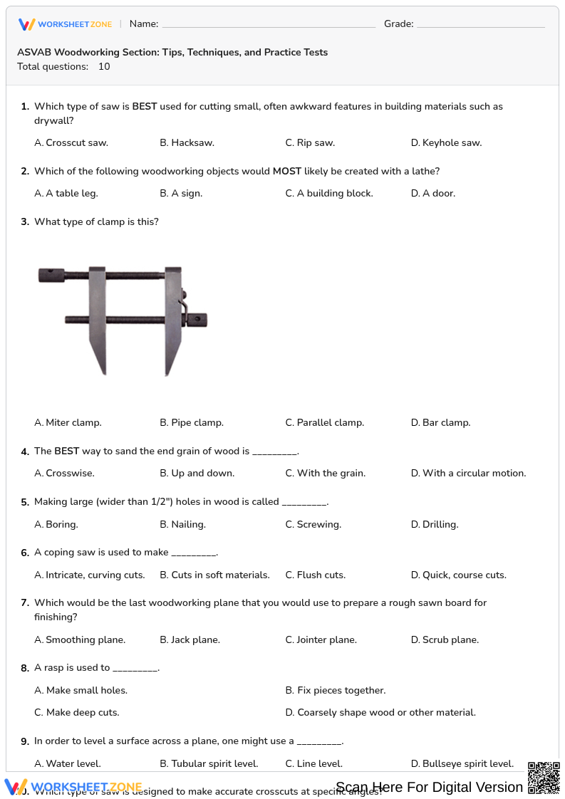 ASVAB Woodworking Section: Tips, Techniques, and Practice Tests