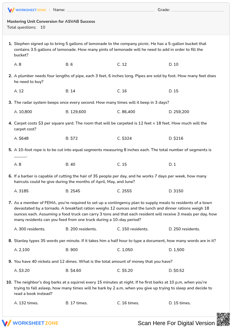 Mastering Unit Conversion for ASVAB Success