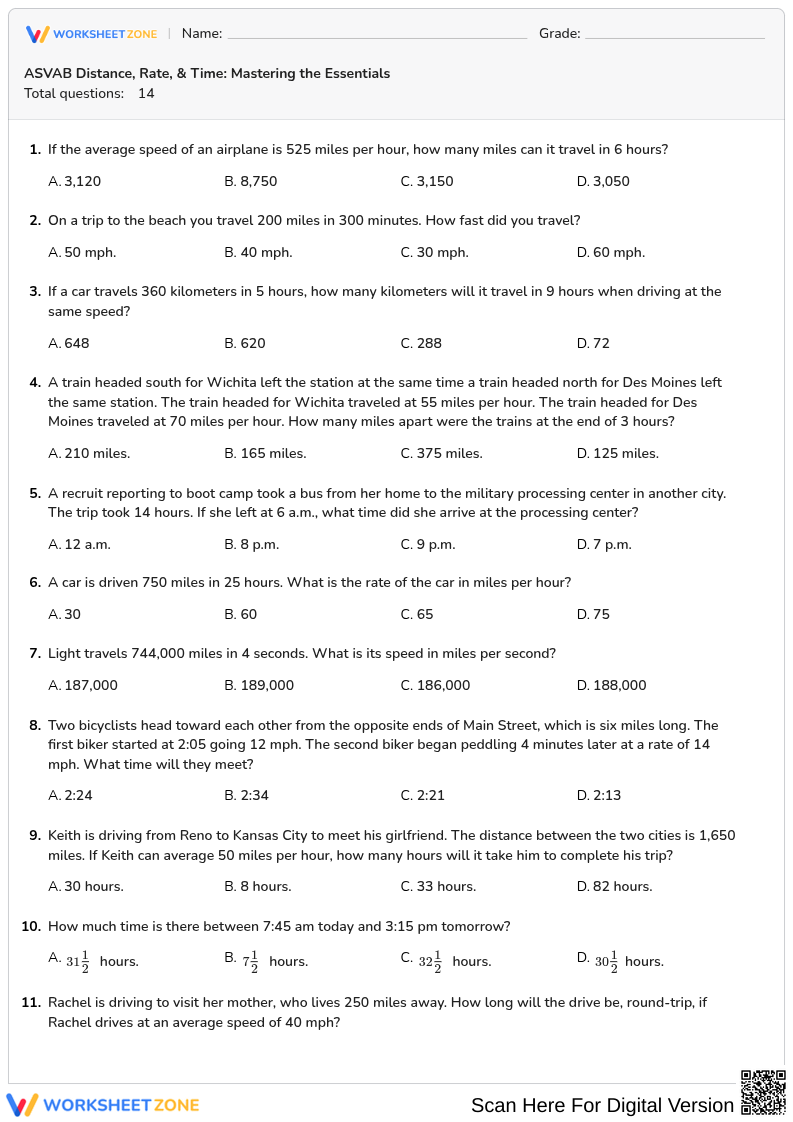 ASVAB Distance, Rate, & Time: Mastering the Essentials