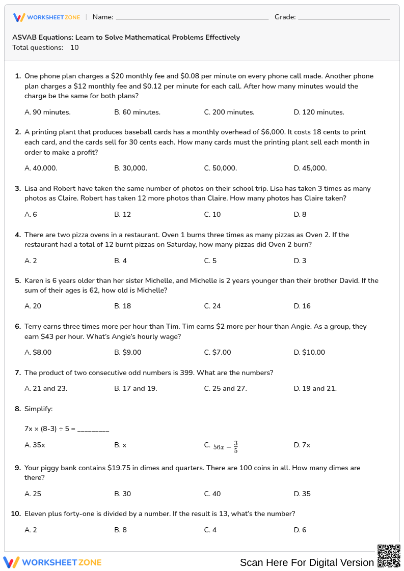 ASVAB Equations: Learn to Solve Mathematical Problems Effectively