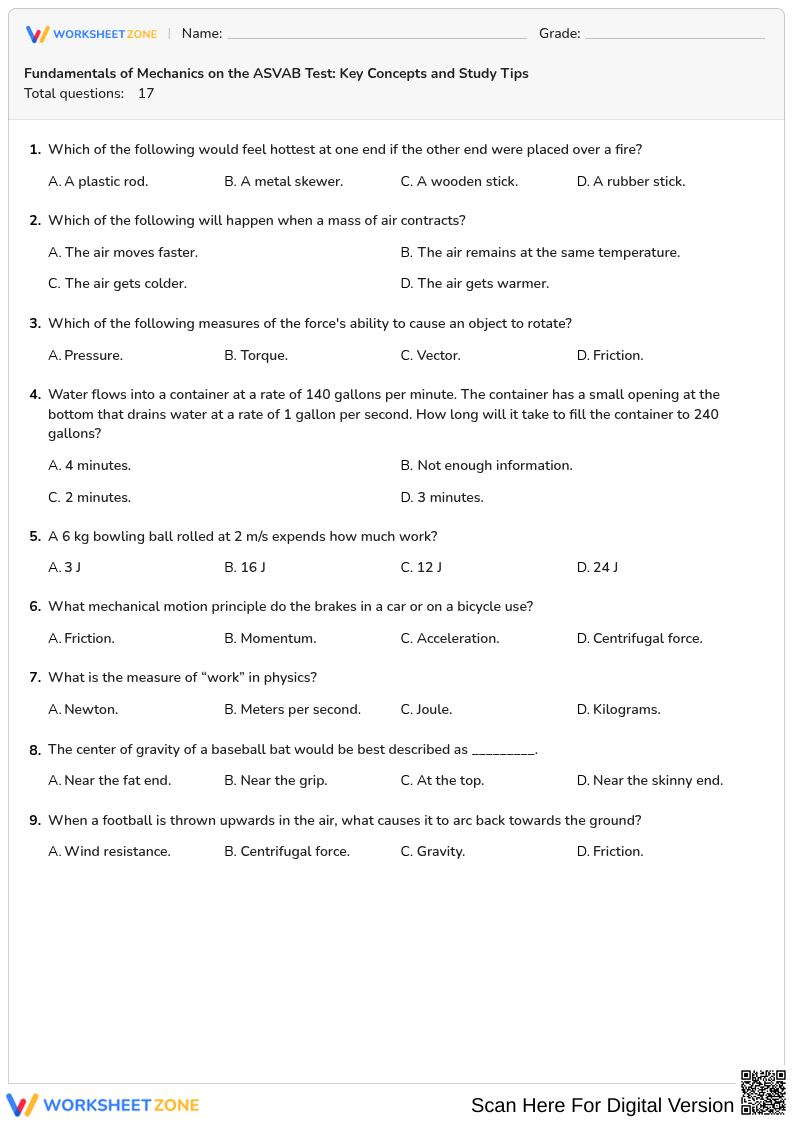 Fundamentals of Mechanics on the ASVAB Test: Key Concepts and Study Tips