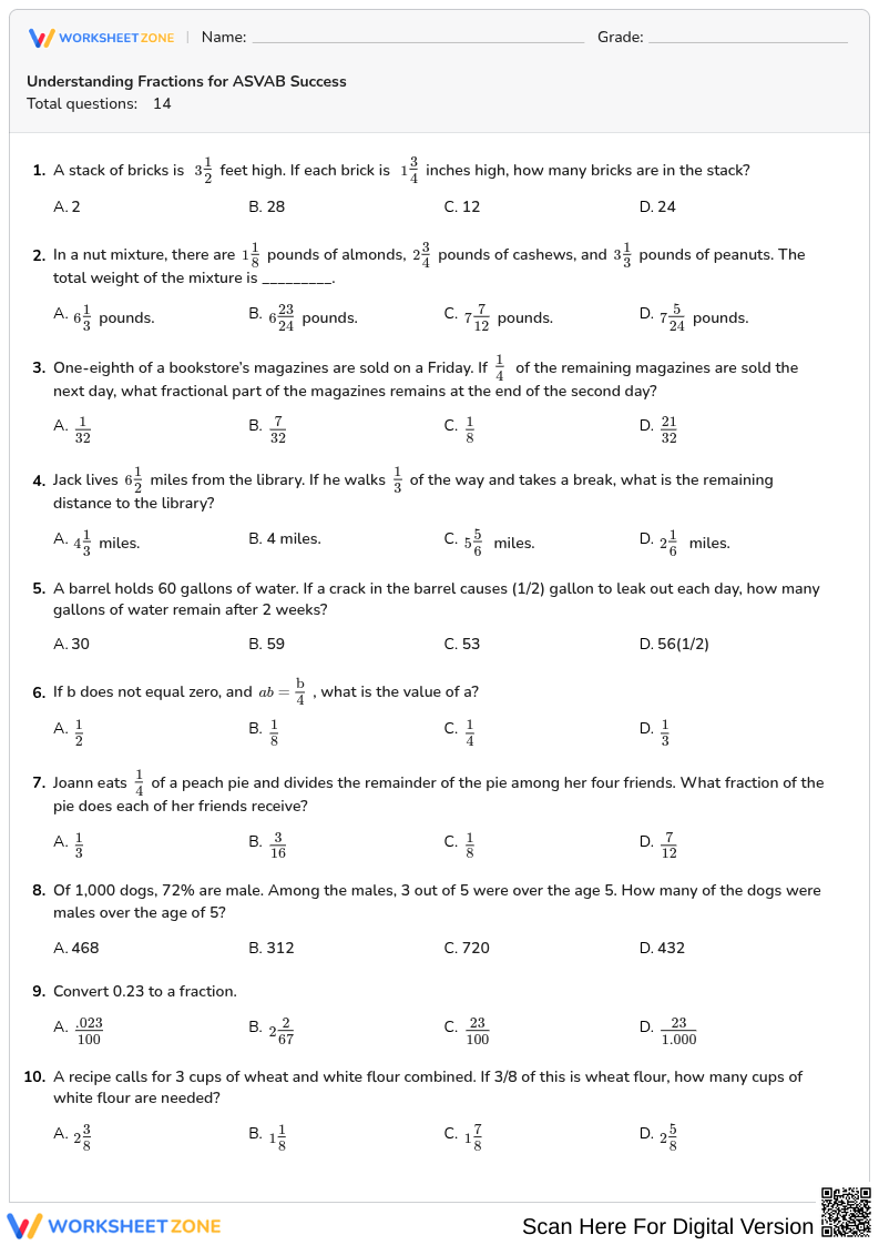 Understanding Fractions for ASVAB Success