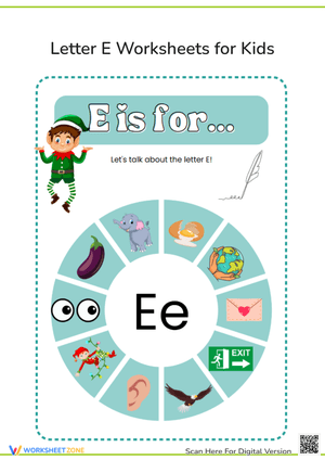 Letter E Worksheets for Kids