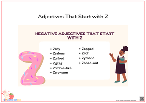 Negative Adjectives That Start with Z Worksheets
