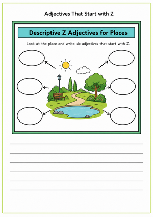 Printable Z Adjectives Worksheet | Grade 2 ELA