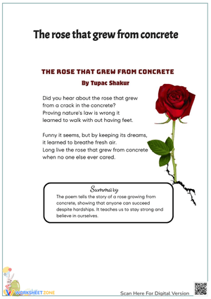 Printable 5th Grade Poem: The Rose That Grew From Concrete