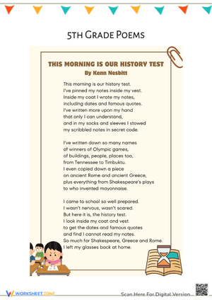 "This Morning is Our History Test" - 5th Grade Poems