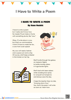 "I Have to Write a Poem" by Kenn Nesbitt - 5th Grade Poems