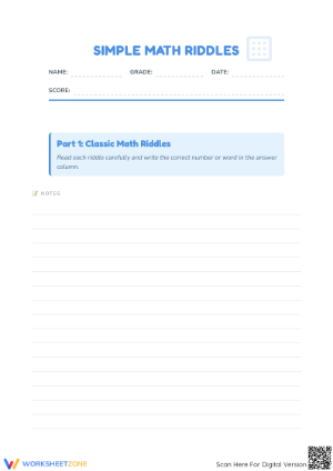 Essential Math Riddles Worksheet | Grade 3-5 Logic