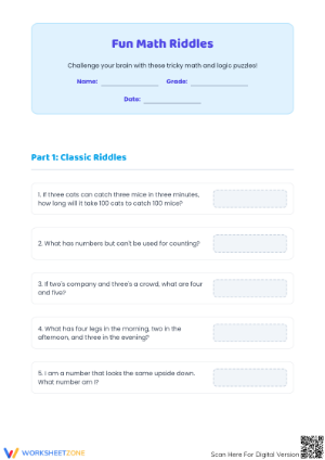 Fun Math Riddles Worksheet | Grade 4 Essential