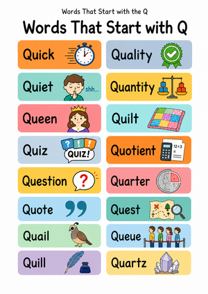 Printable Letter Q Words Worksheet | Grade 1-3 Phonics