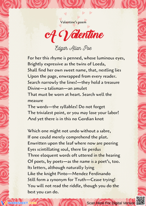 Valentine’s Poems: A Valentine by Edgar Allan Poe