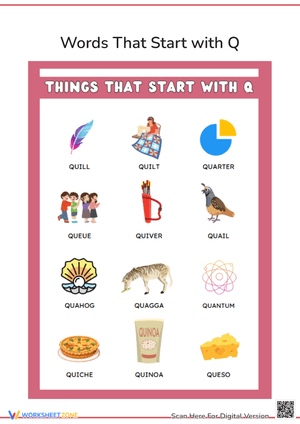 Words That Start with Q – Fun Vocabulary Activity