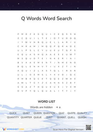 Q Words Word Search – Find Words That Start with Q