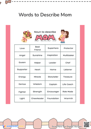 Words to Describe Mom - Noun List