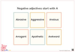 Negative Adjectives Start With A - Word List